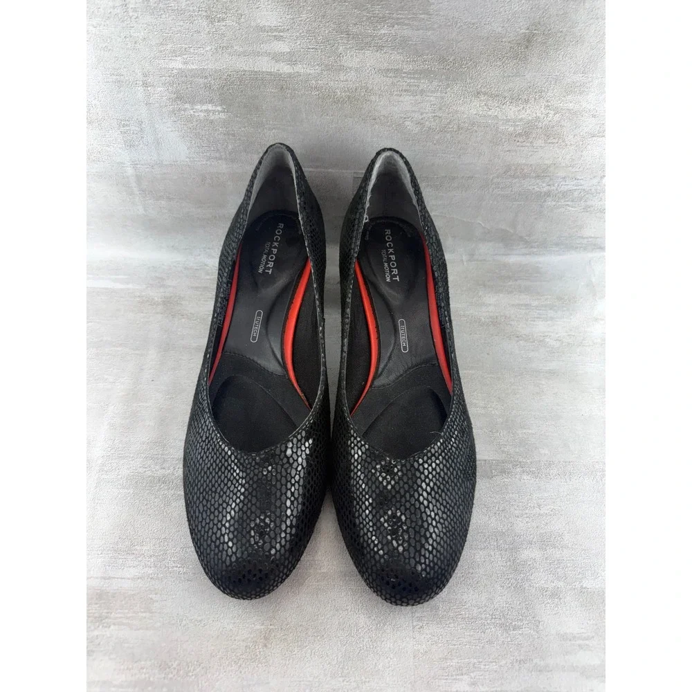 Rockport Total Motion Black Snakeskin Leather Pumps V81086 Women Sz 9.5 M